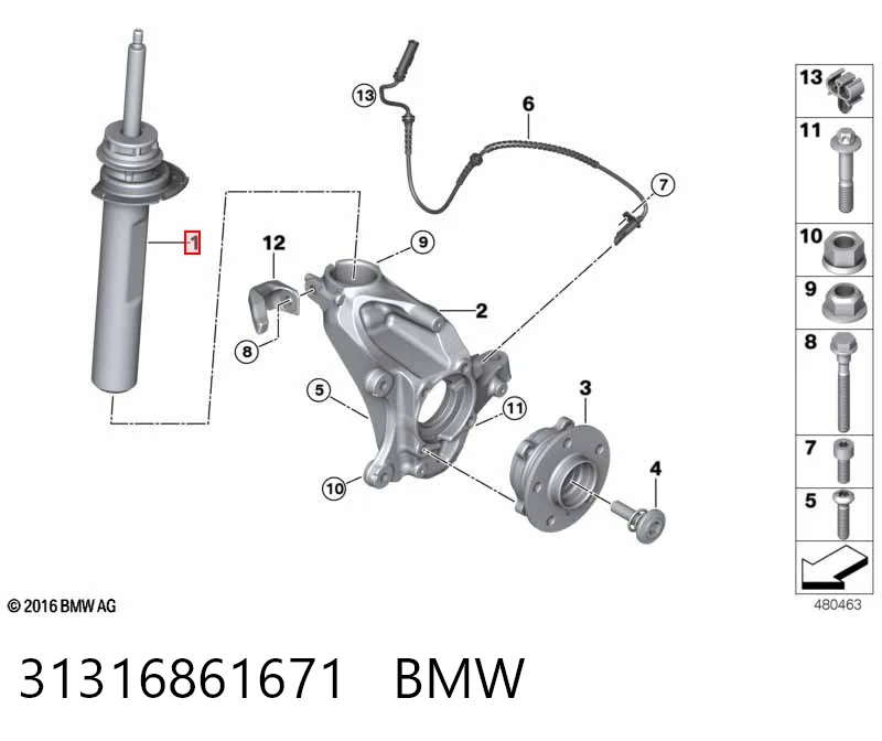 31316861671 BMW Amortiguador frontal izquierdo