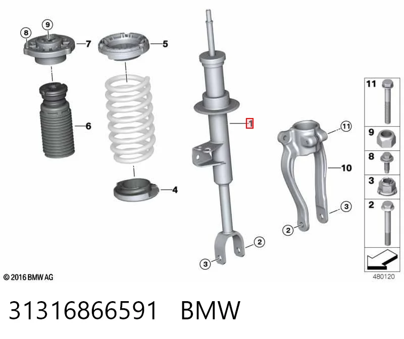 31316866591 BMW amortiguador frontal derecho