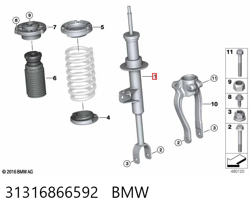 31316866592 BMW Amortiguador eje delantero derecha