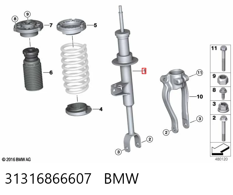 31316866607 BMW Amortiguador frontal izquierdo