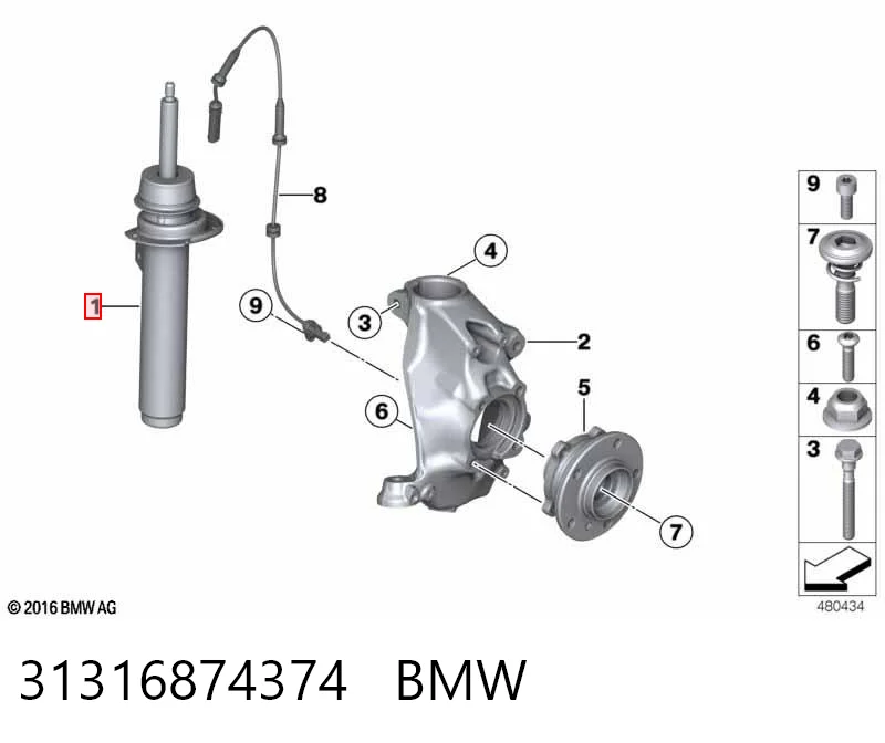 31316874374 BMW Amortiguador eje delantero derecha