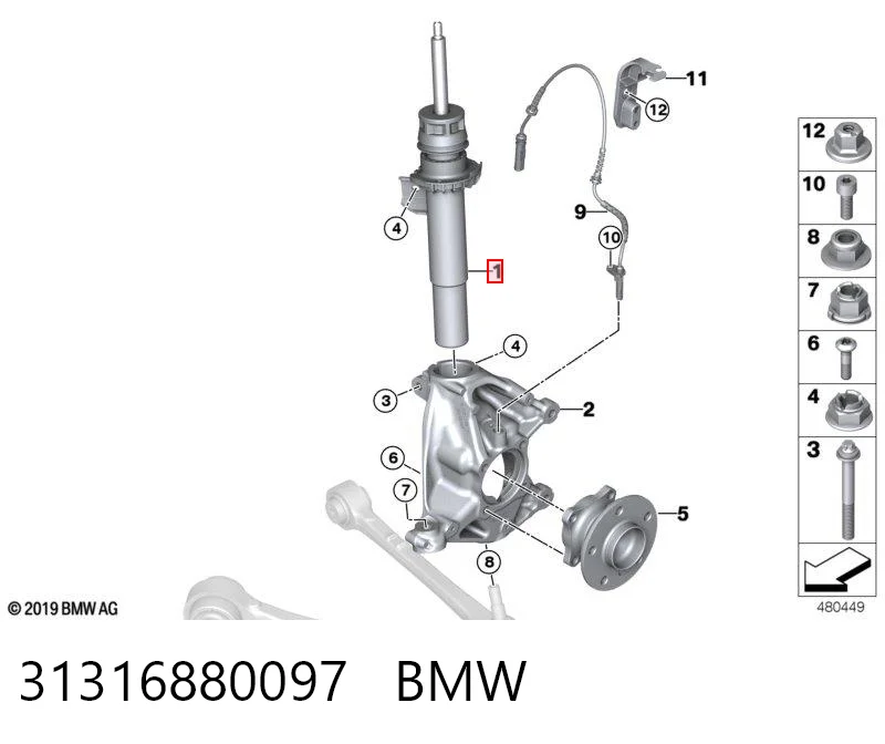 31316880097 BMW Amortiguador frontal izquierdo