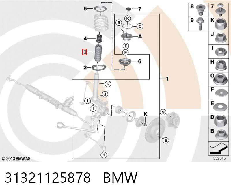 31321125878 BMW Guardapolvo del amortiguador trasero