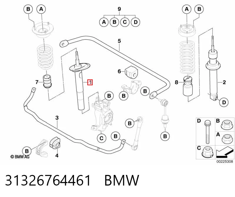 31326764461 BMW Amortiguador frontal izquierdo