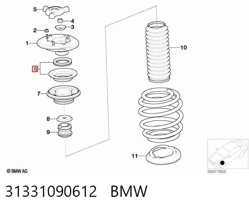 31331090612 BMW Rodamiento, copela amortiguador delantero