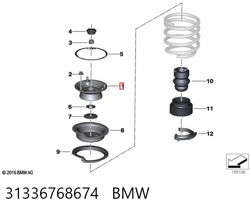 Soporte del amortiguador delantero 31336768674 BMW