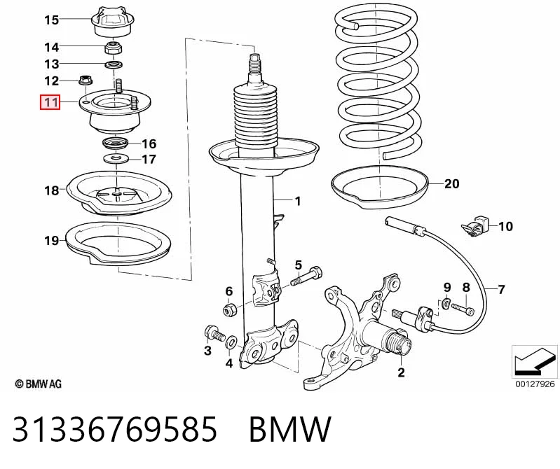 31336769585 BMW Soporte del amortiguador delantero