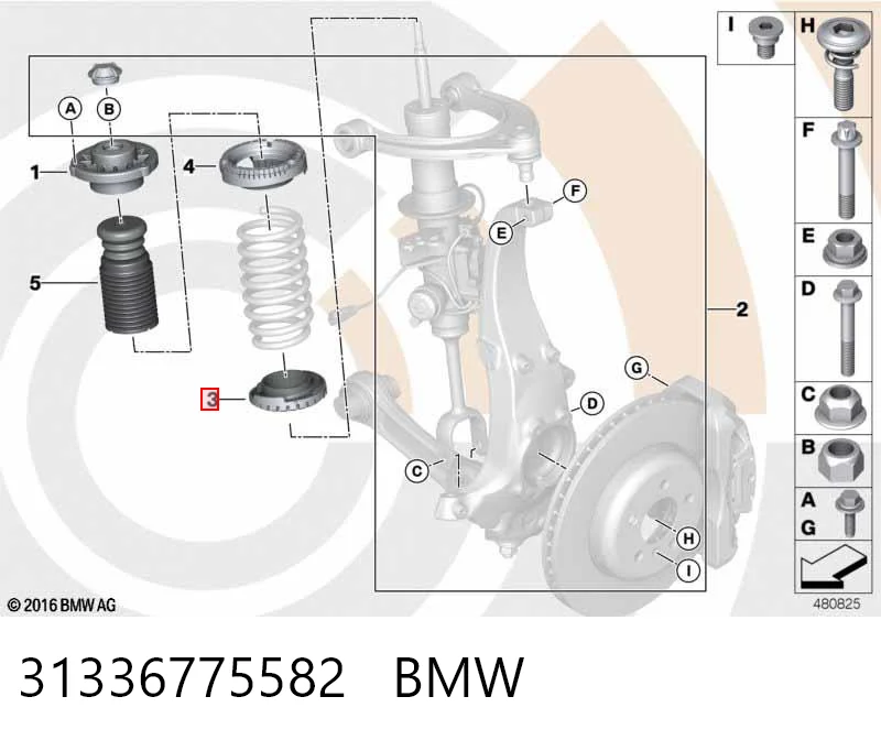 31336775582 BMW Espaciador de goma inferior del resorte delantero