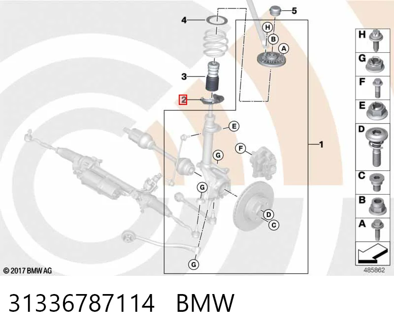 31336787114 BMW Espaciador de goma inferior del resorte delantero