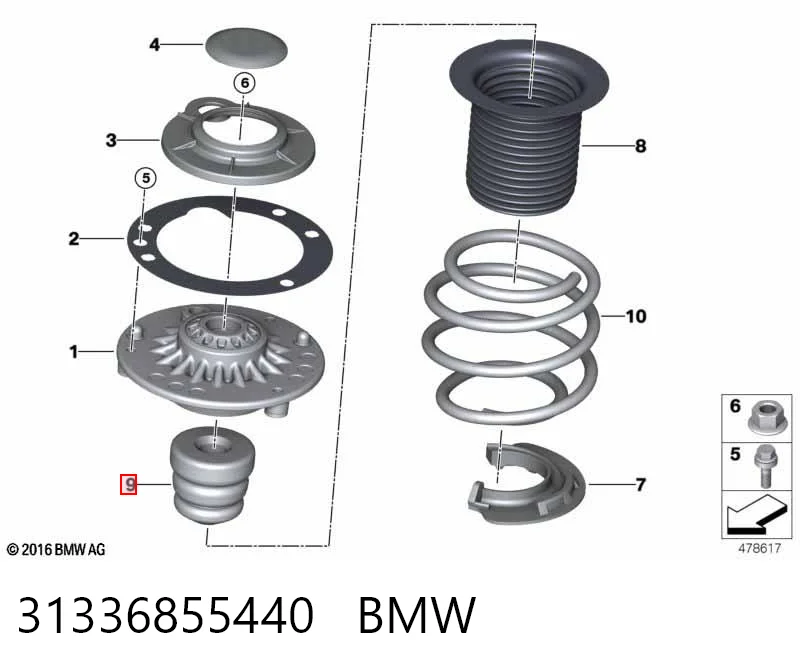 31336855440 BMW Tope de amortiguador delantero