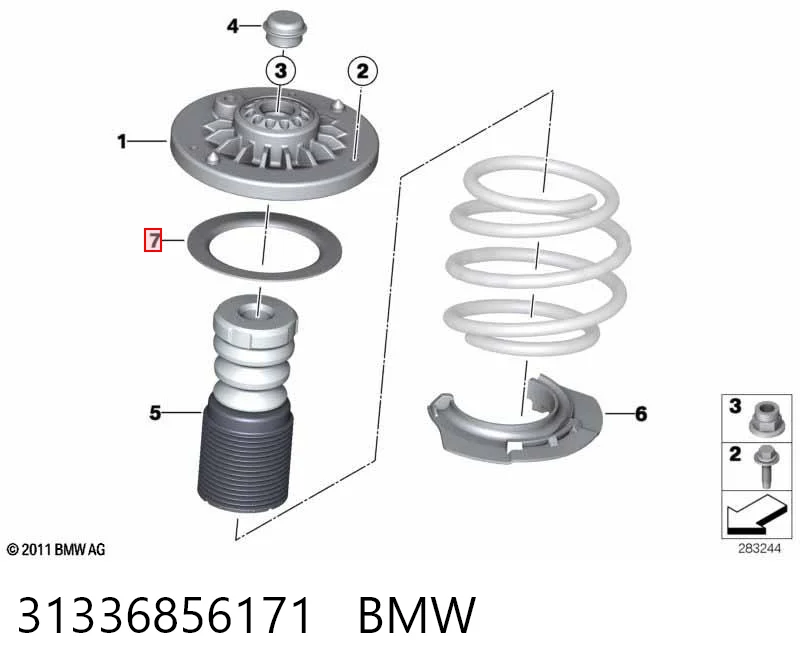 31336856171 BMW Aislador de resorte delantero superior