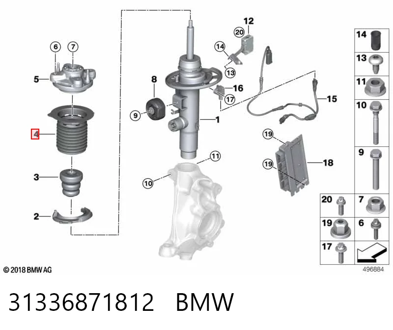 31336871812 BMW Fuelle, amortiguador delantero