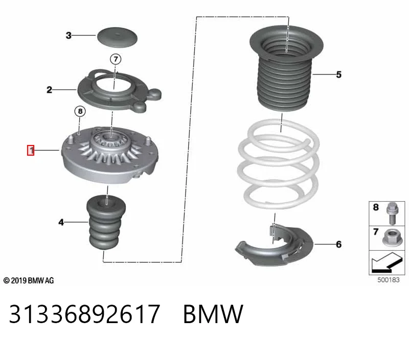 31336892617 BMW Soporte del amortiguador delantero