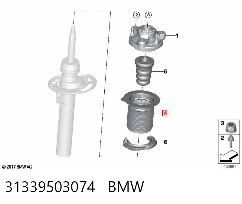 31339503074 BMW Guardapolvo del amortiguador trasero
