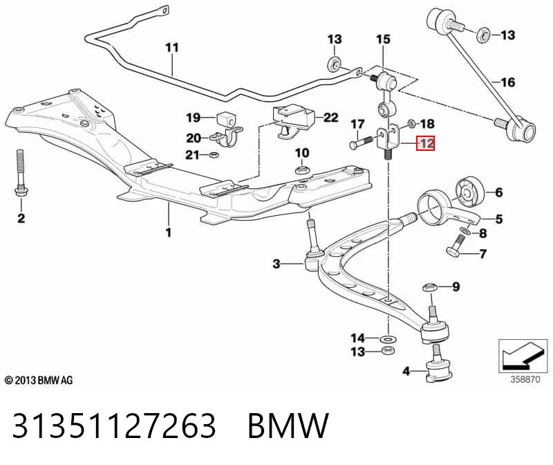 31351127263 BMW Soporte del tirante estabilizador delantero
