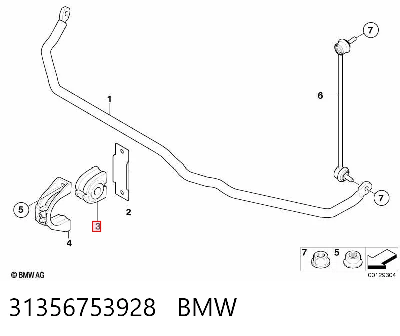 31356753928 BMW Buje de barra estabilizadora delantera