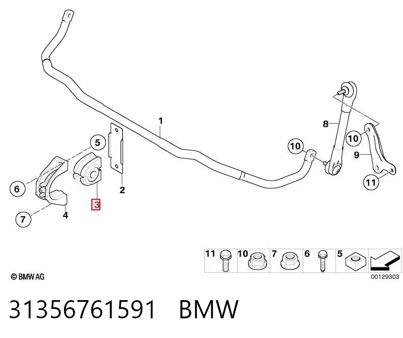31356761591 BMW Buje de barra estabilizadora delantera