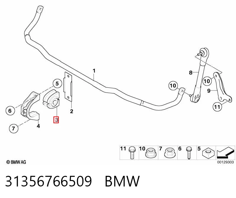 31356766509 BMW Buje de barra estabilizadora delantera