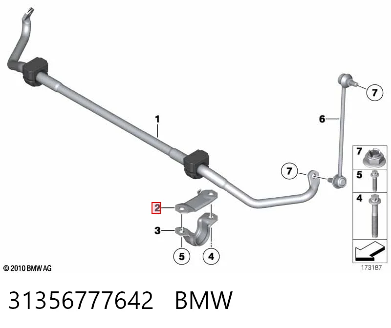 31356777642 BMW Abrazadera de fijación del estabilizador delantero
