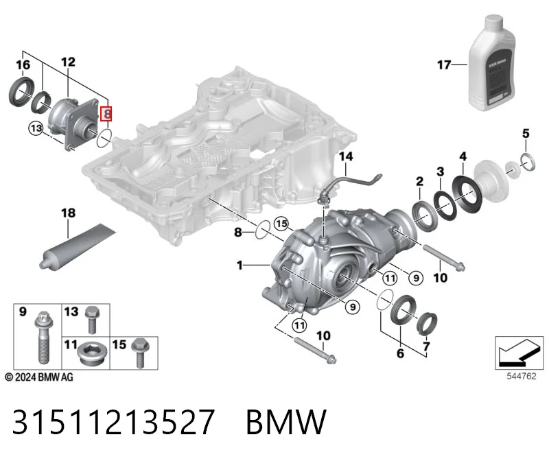 31511213527 BMW Retén del semieje delantero
