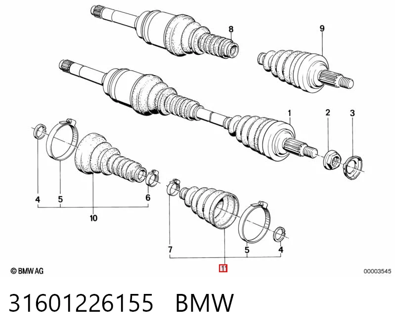 Fuelle de palier delantero exterior para BMW 3 E30