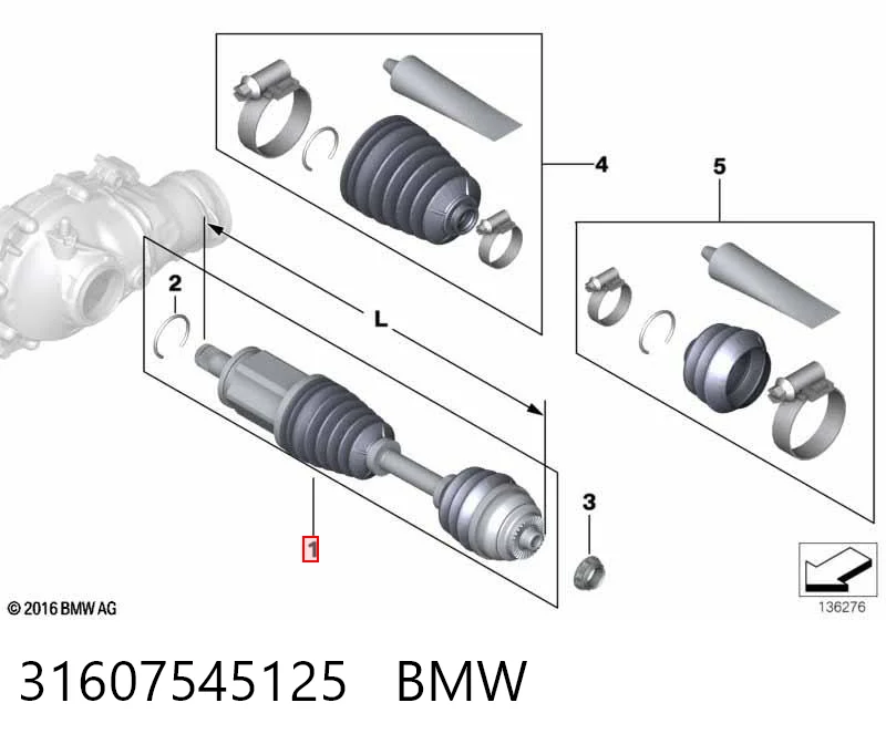 31607545125 BMW Semieje delantero izquierdo
