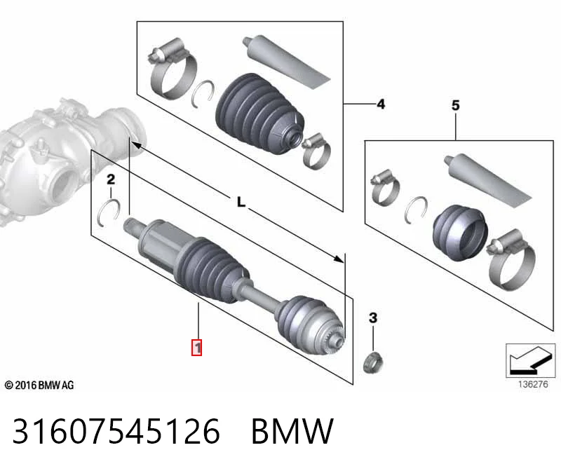 31607545126 BMW Semieje delantero derecho