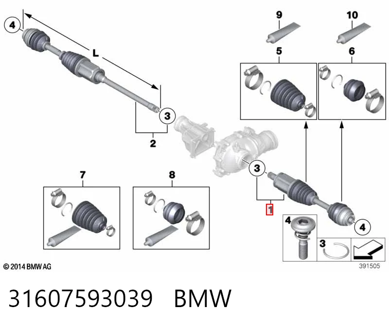 31607593039 BMW Semieje delantero izquierdo