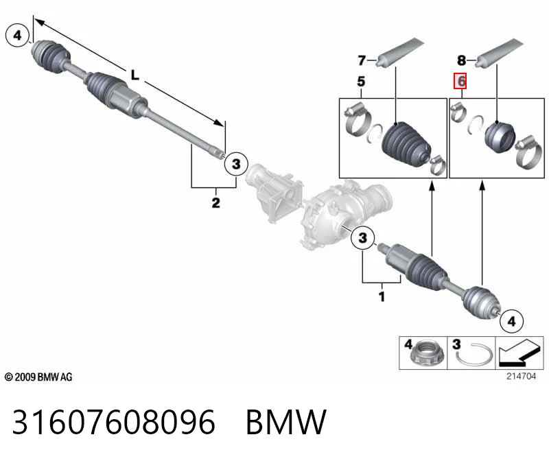 31607608096 BMW Fuelle transmisión delantero exterior