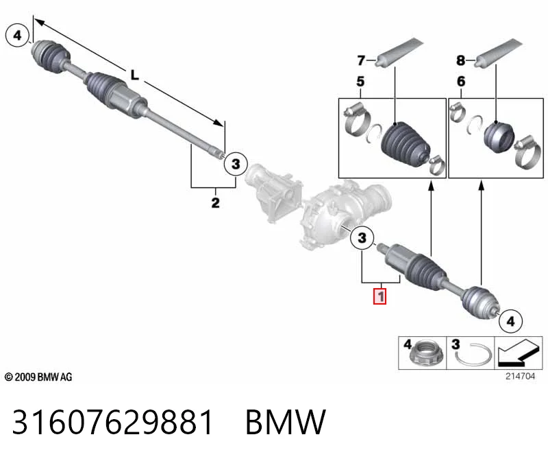 31607629881 BMW Semieje delantero izquierdo