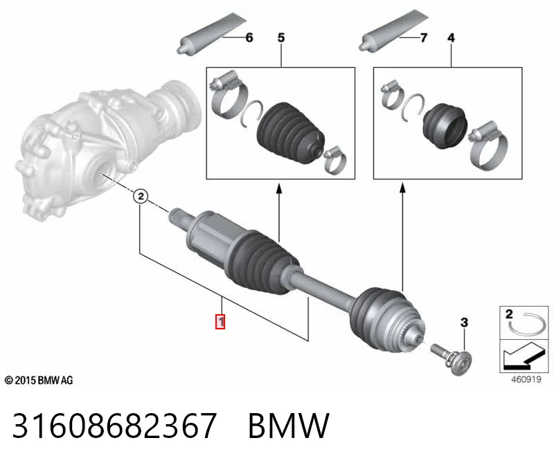 31608682367 BMW Semieje delantero izquierdo