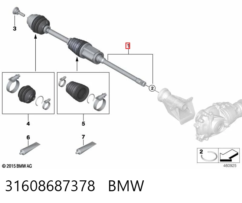 31608687378 BMW Semieje delantero derecho