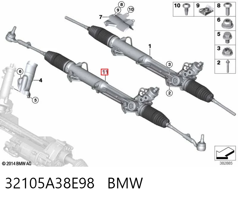 32105A38E98 BMW Cremallera caja de direccion
