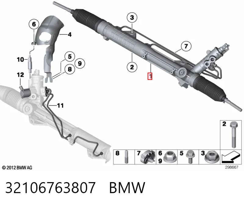 32106763807 BMW Cremallera caja de direccion