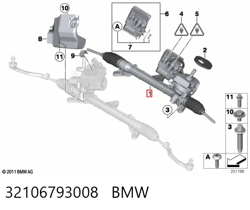 Cremallera de dirección 32106793008 BMW