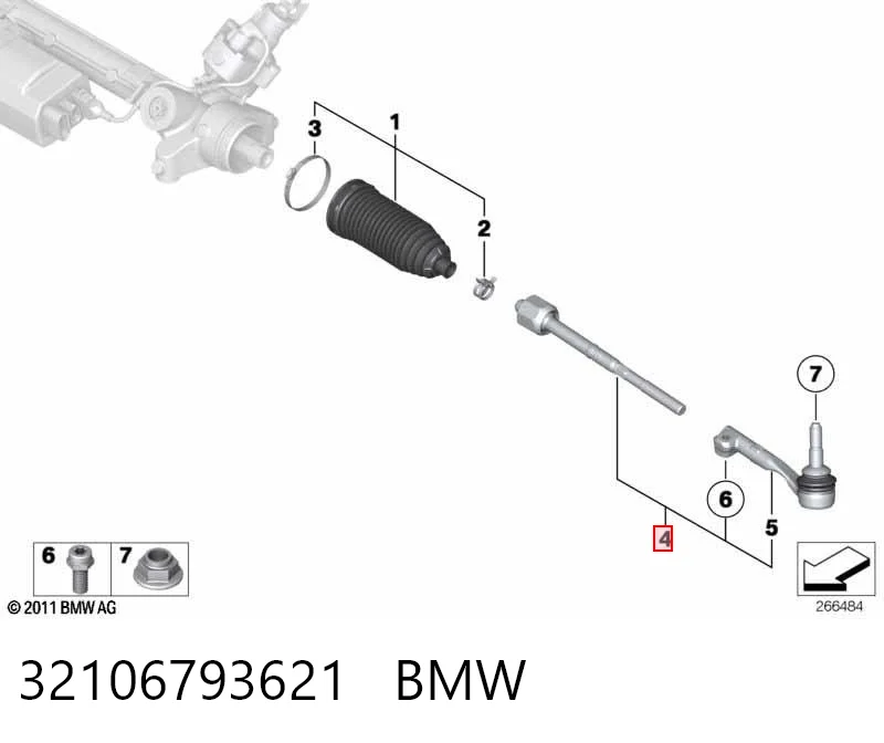 32106793621 BMW Barra de dirección completa izquierda