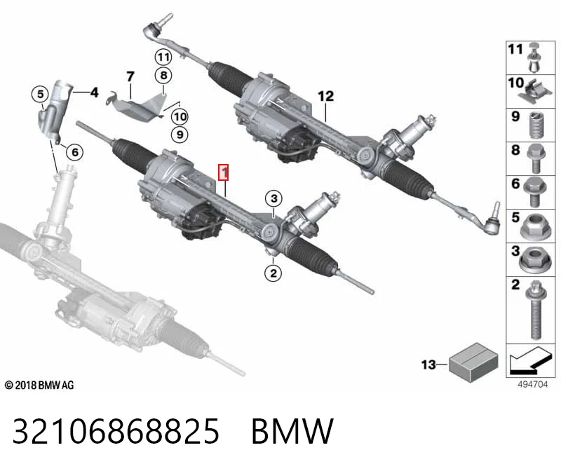 32106868825 BMW Cremallera caja de direccion