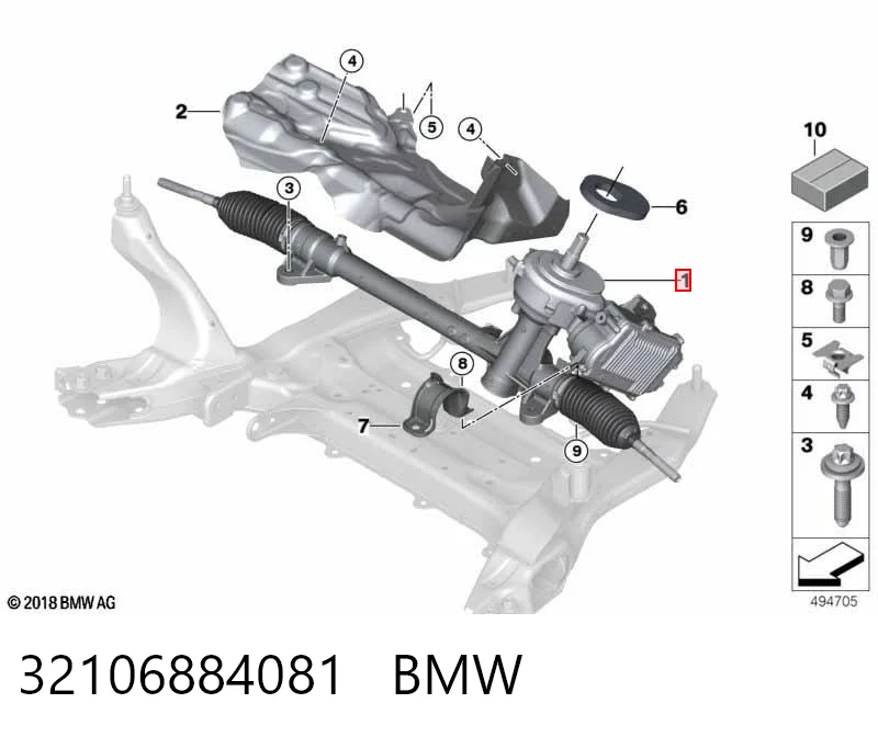 Cremallera de dirección 32106884081 BMW
