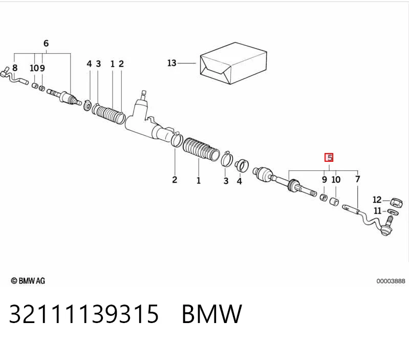 32111139315 BMW Barra de dirección completa izquierda