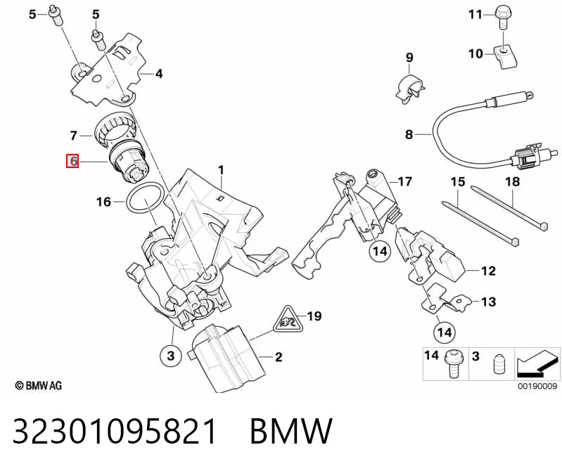 32301095821 BMW Cilindro de cerradura de encendido