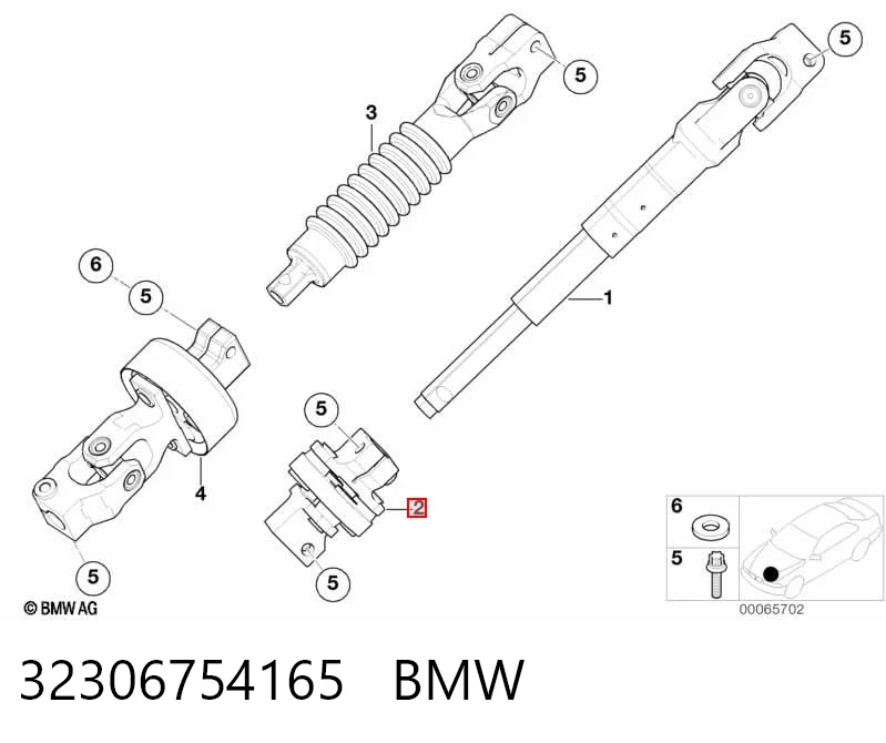 32306754165 BMW Acoplamiento del cardán de dirección