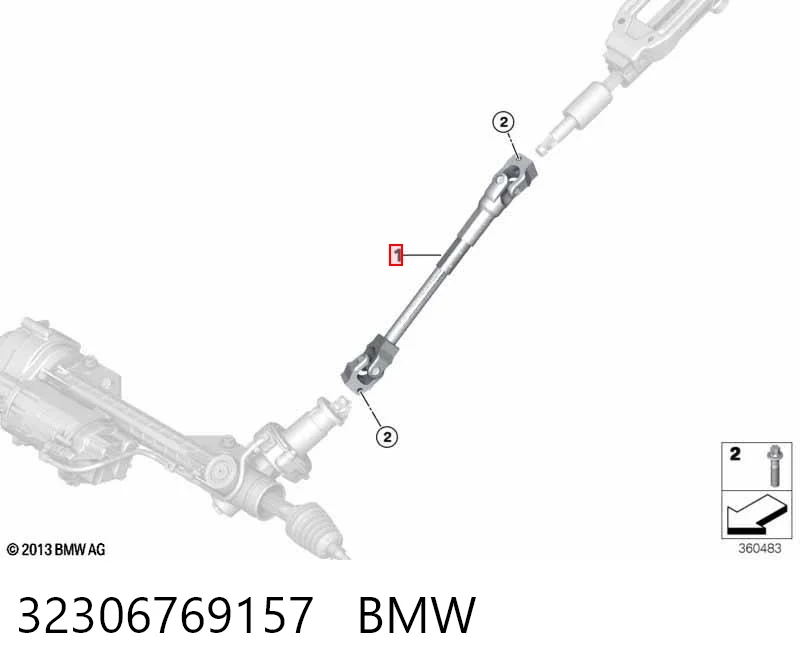 32306769157 BMW Eje inferior de la columna de dirección