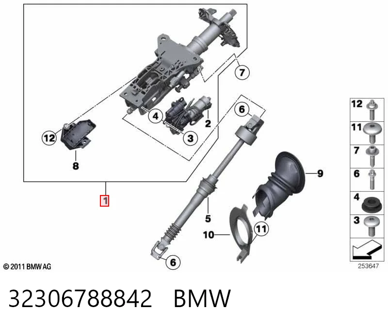 Columna de volante para BMW 5  E60