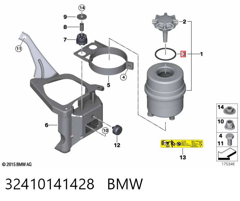 32410141428 BMW Junta de tapa del depósito de expansión