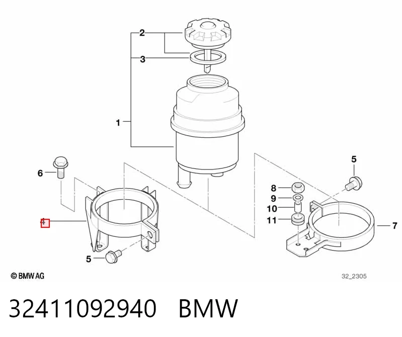 32411092940 BMW Soporte de depósito de dirección hidráulica