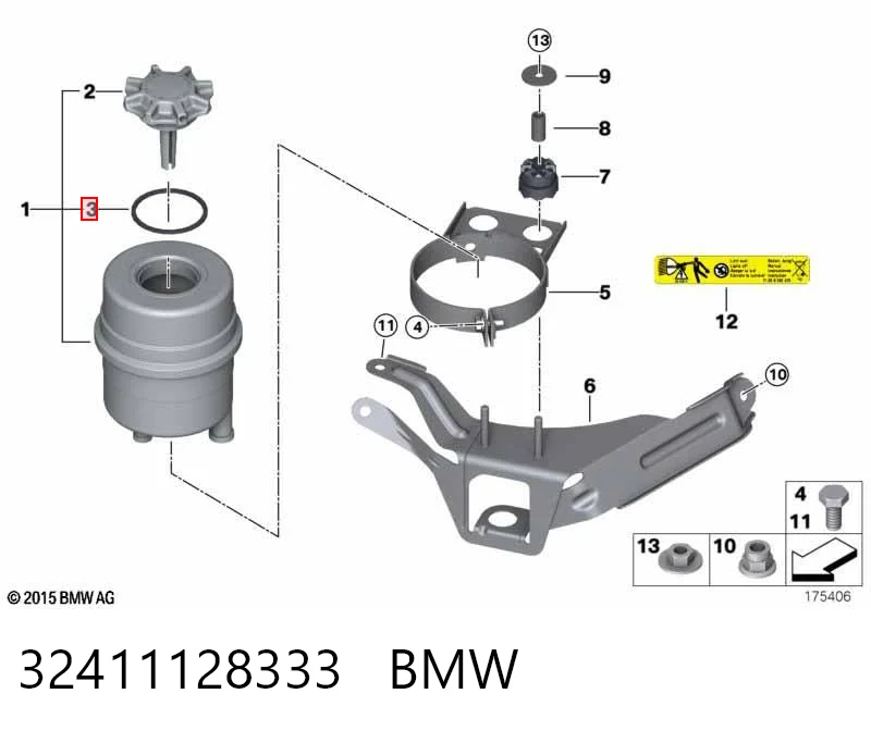 32411128333 BMW Junta de tapa del depósito de expansión