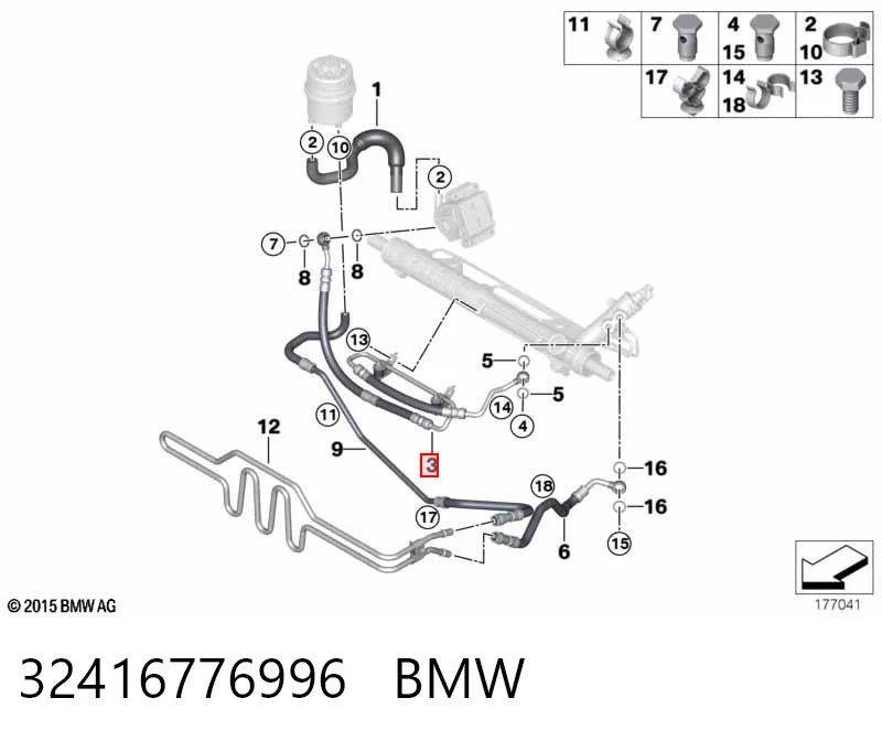 32416776996 BMW Manguera hidráulica de alta presión, dirección