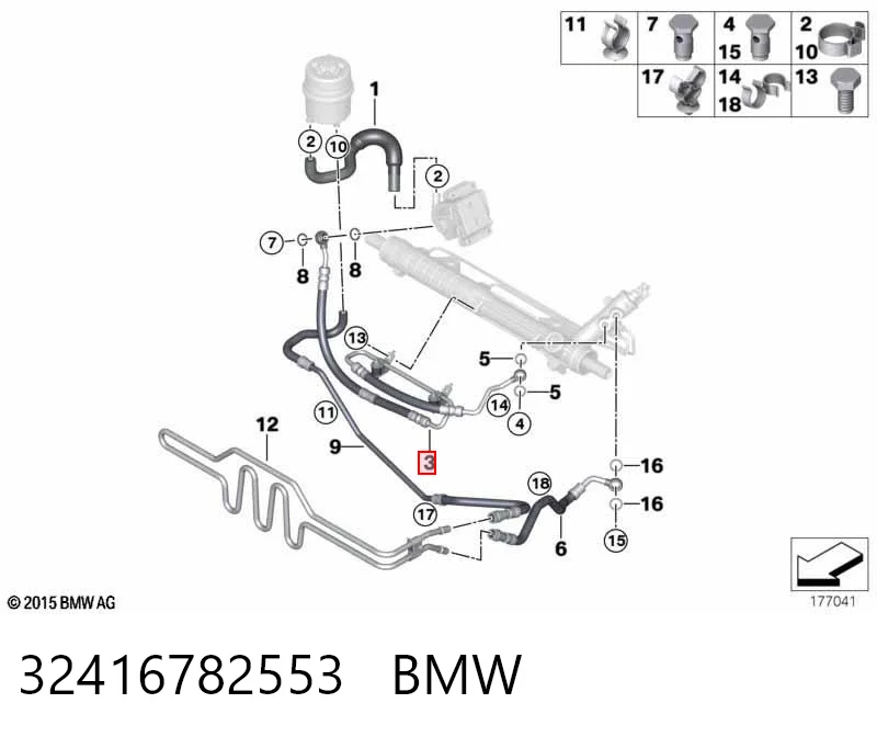 32416782553 BMW Manguera hidráulica de alta presión, dirección