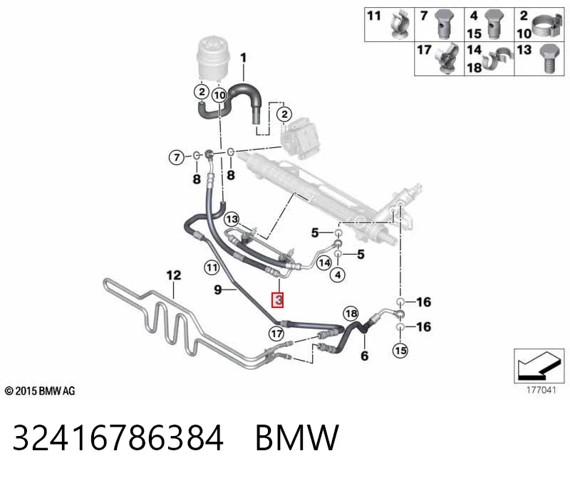 32416786384 BMW Manguera hidráulica de alta presión, dirección