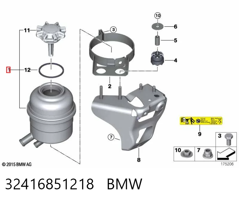 32416851218 BMW Depósito de bomba de dirección hidráulica